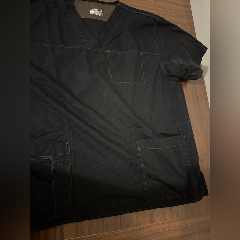 Carhartt Ripstop Scrub Top  XL Black V-Neck Workwear Medical Utility - Picture 4 of 10